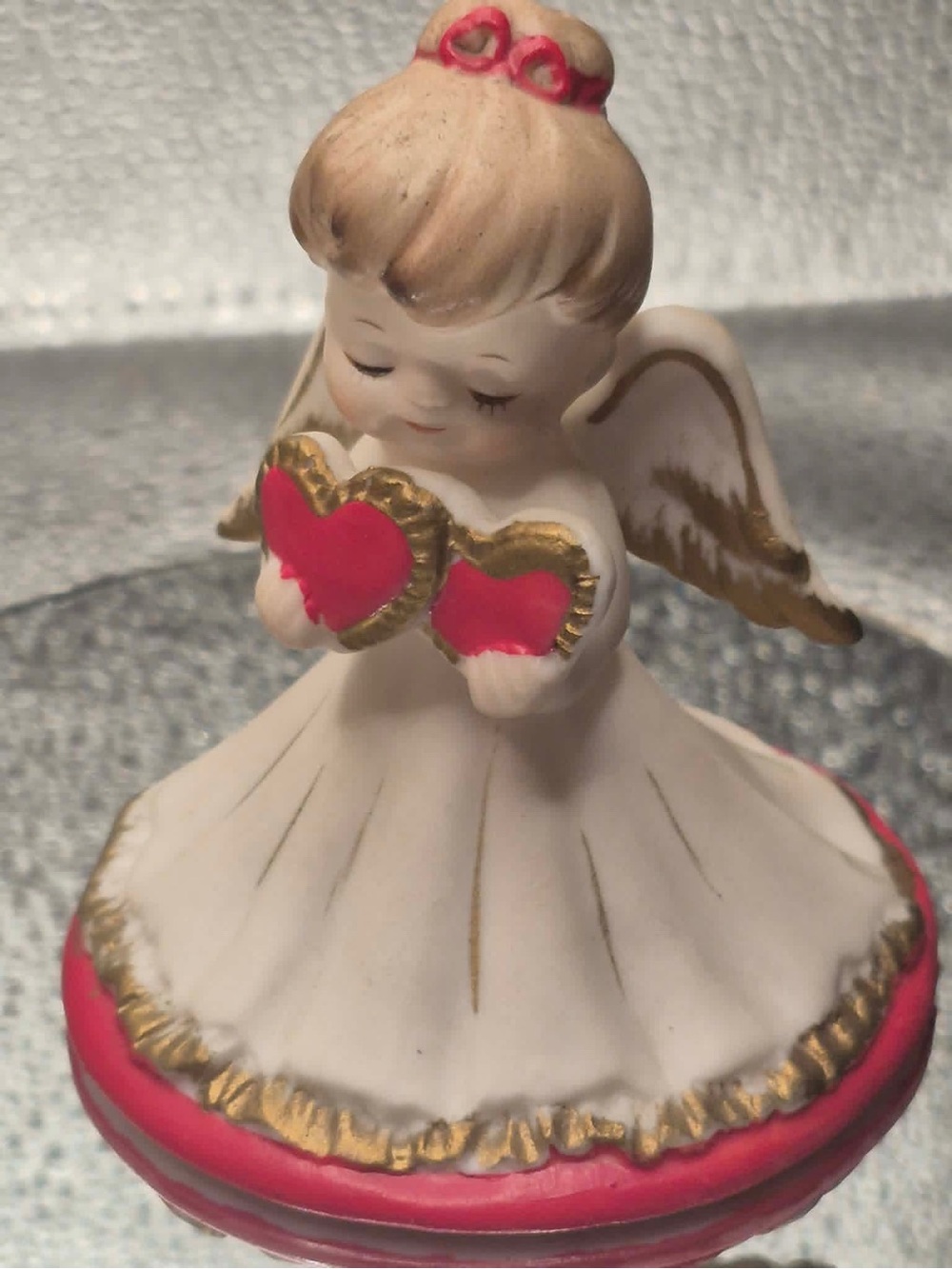 Rare 1950s Vintage MCM Lefton Angel Valentine Figurine Holding Hearts